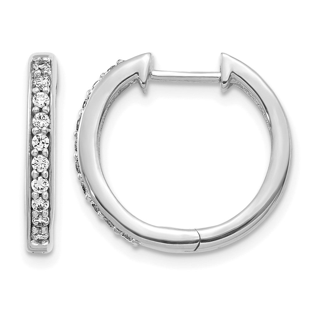 LGWE 14k White Gold 1/4 carat Lab Grown Diamond VS/SI+ G+ Complete Hinged Hoop Earrings