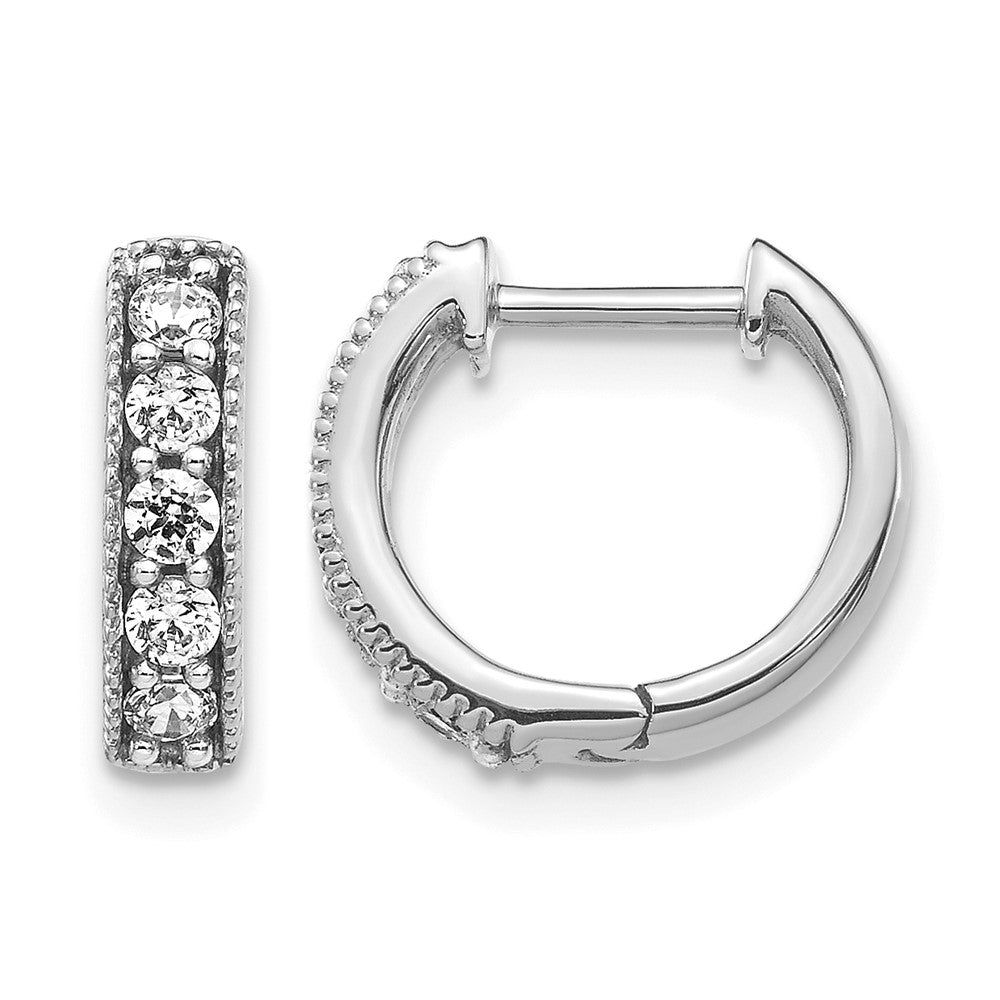 14k White Gold 1/3 carat Lab Grown Diamond VS/SI+ G+ Complete Miligrain Hinged Hoop Earrings