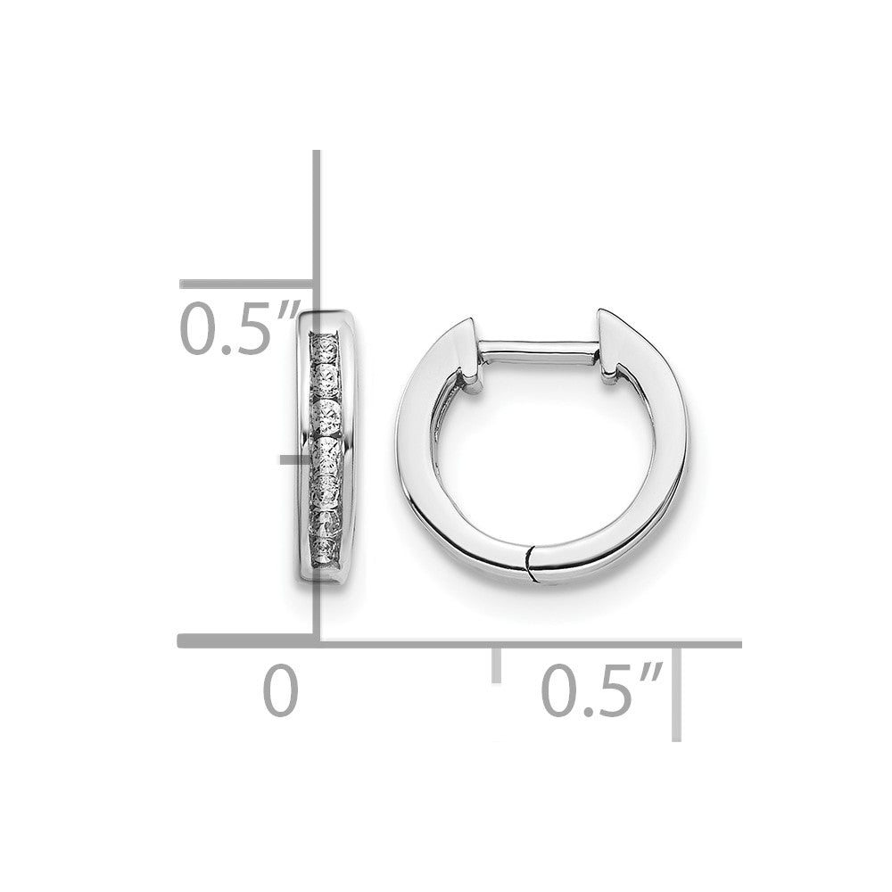 14k White Gold 1/8 carat Lab Grown Diamond VS/SI+ G+ Complete Hinged Hoop Earrings