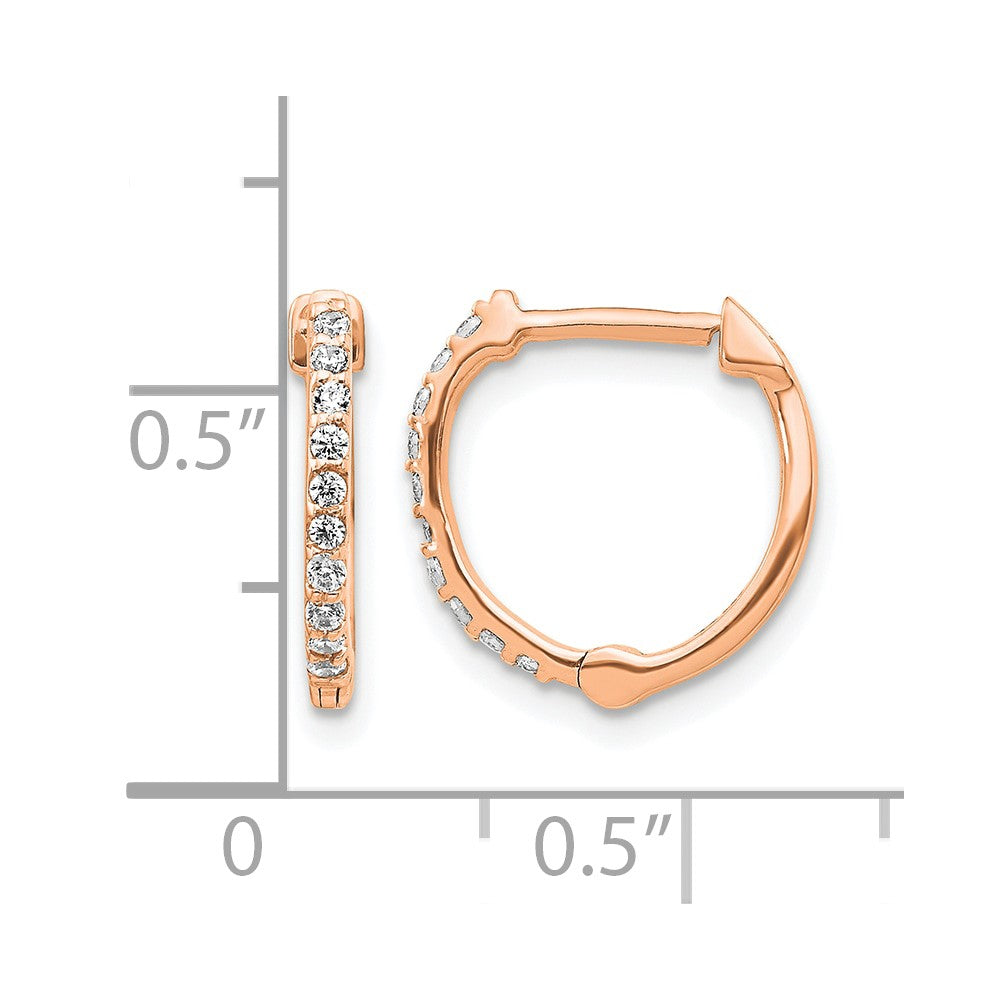 LGGE 14k Rose Gold 1/5 carat Lab Grown Diamond VS/SI+ G+ Complete Hinged Hoop Earrings