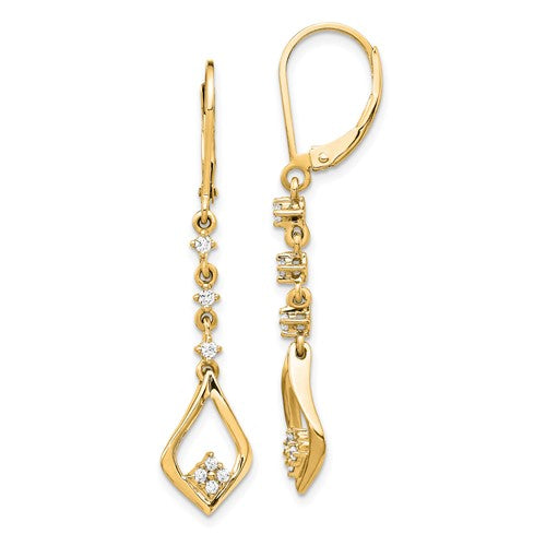 LGGE 14k 1/5 carat Lab Grown Diamond VS/SI+ G+ Complete Dangle Leverback Earrings