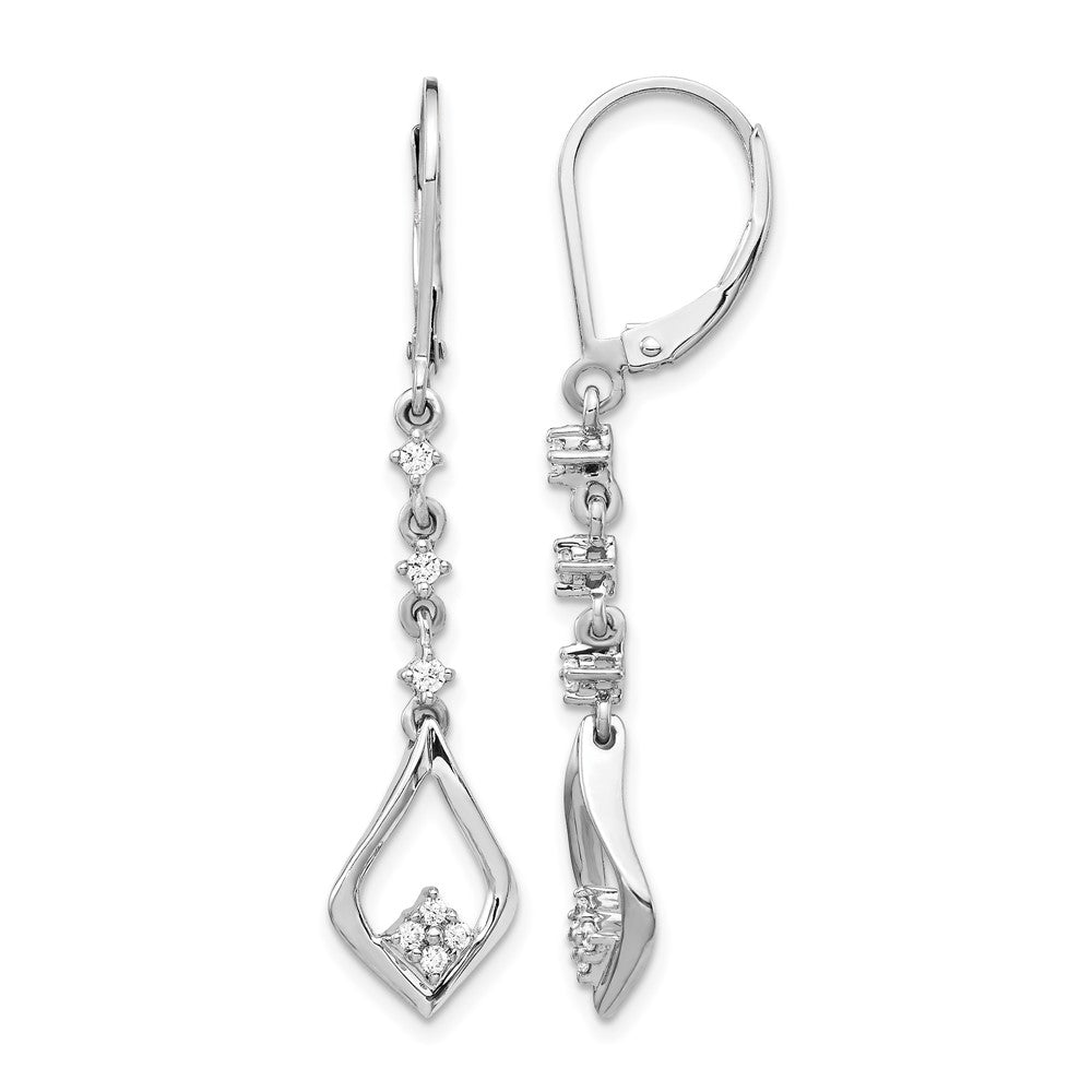 LGWE 14k White Gold 1/5 carat Lab Grown Diamond VS/SI+ G+ Complete Dangle Leverback Earrings
