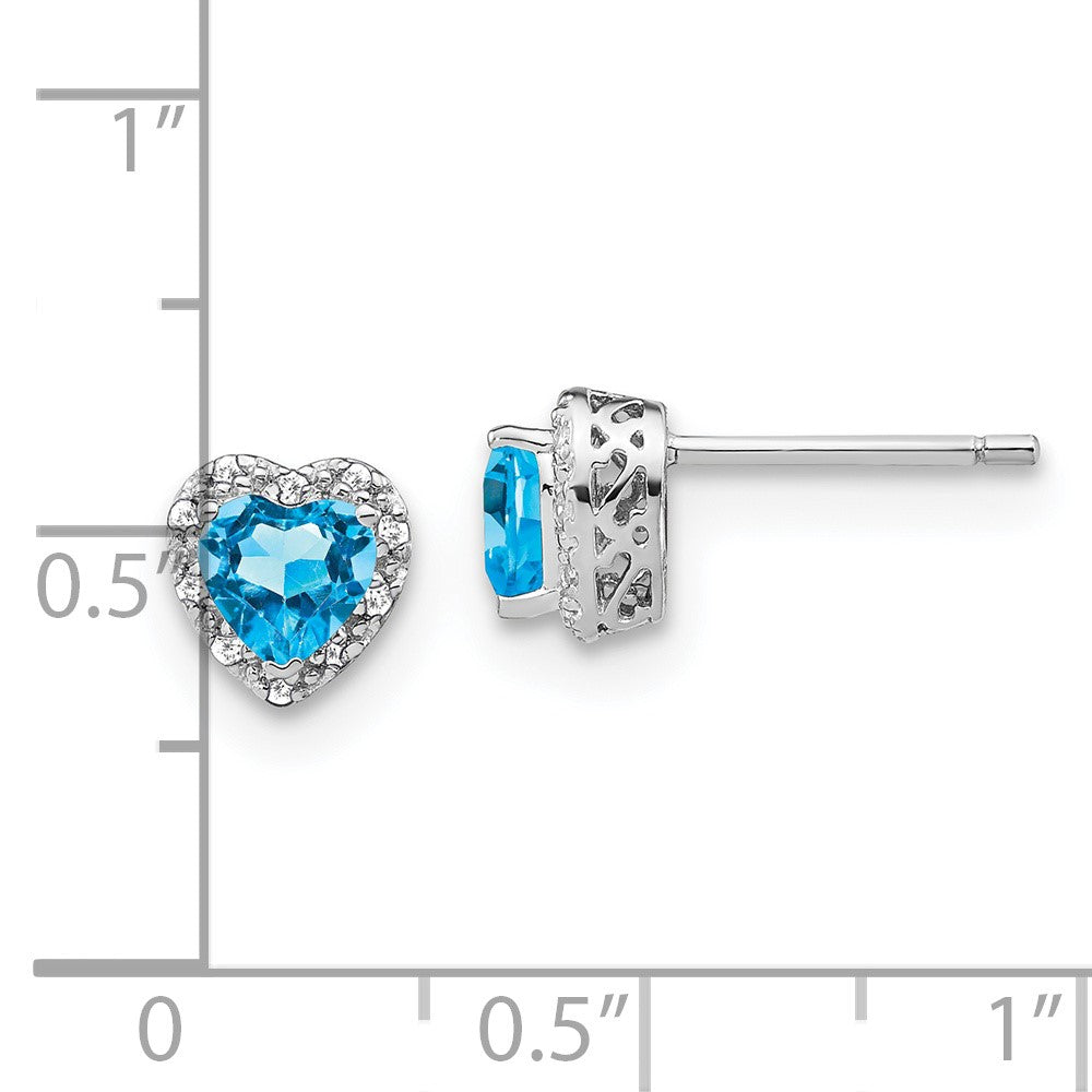 GSSE Sterling Silver Rhodium-plated Blue Topaz and Diamond Earrings