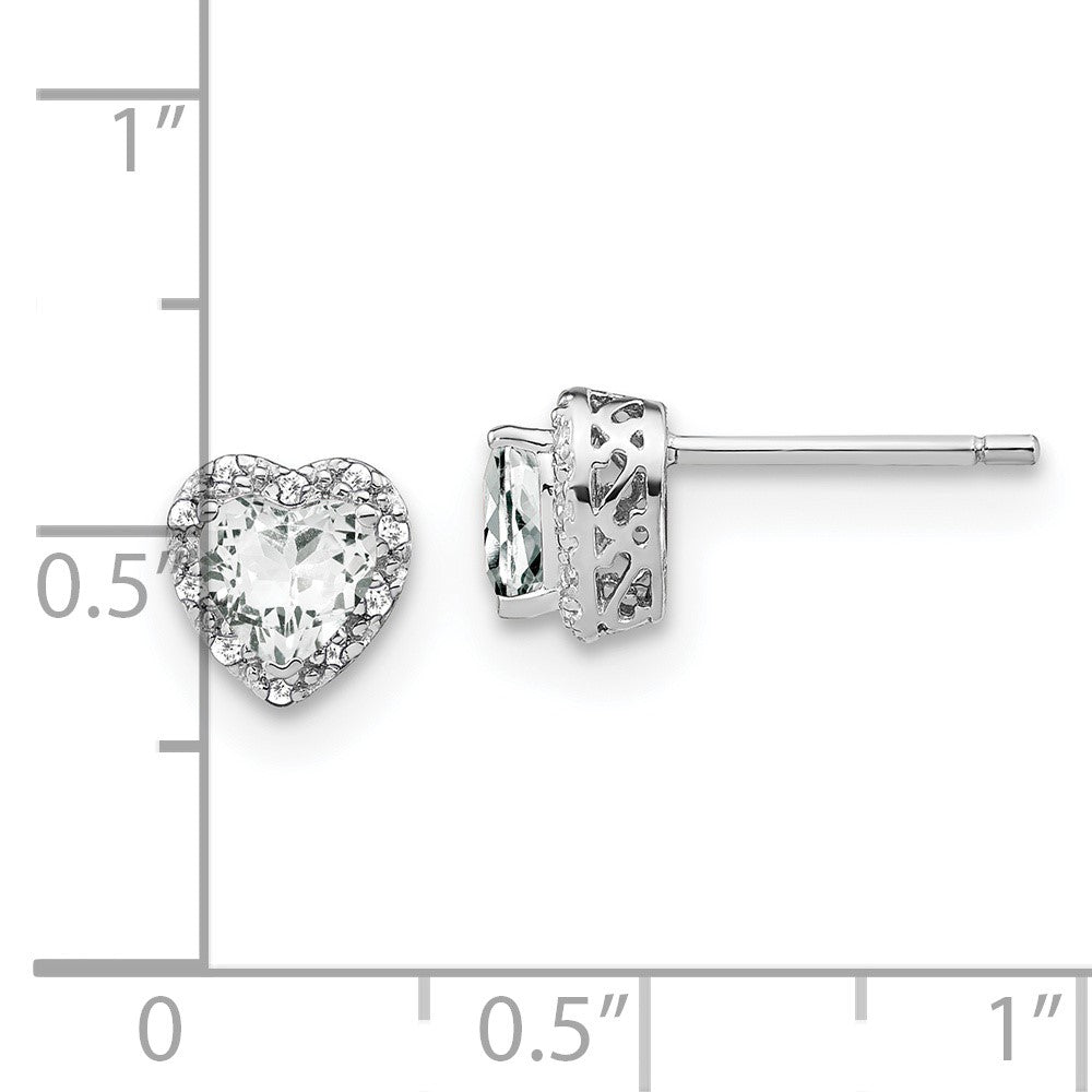GSSE Sterling Silver Rhodium-plated White Topaz and Diamond Earrings