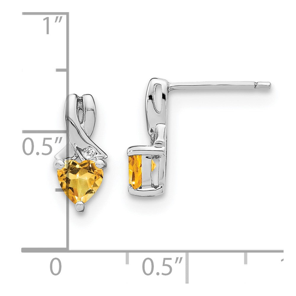 GSSE Sterling Silver Rhodium-plated Citrine and Diamond Earrings