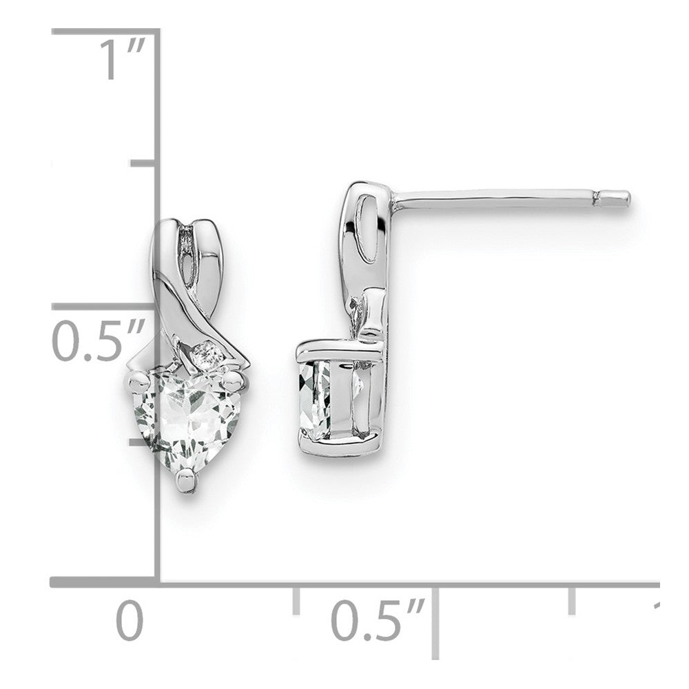 GSSE Sterling Silver Rhodium-plated White Topaz and Diamond Earrings