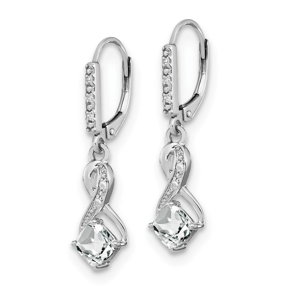GSS Sterling Silver Rhodium-plated White Topaz and Diamond Earrings