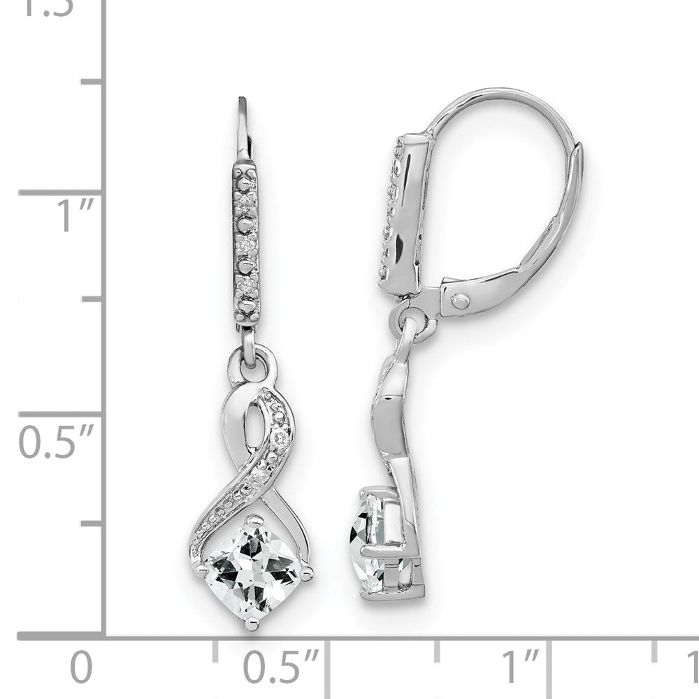 GSS Sterling Silver Rhodium-plated White Topaz and Diamond Earrings