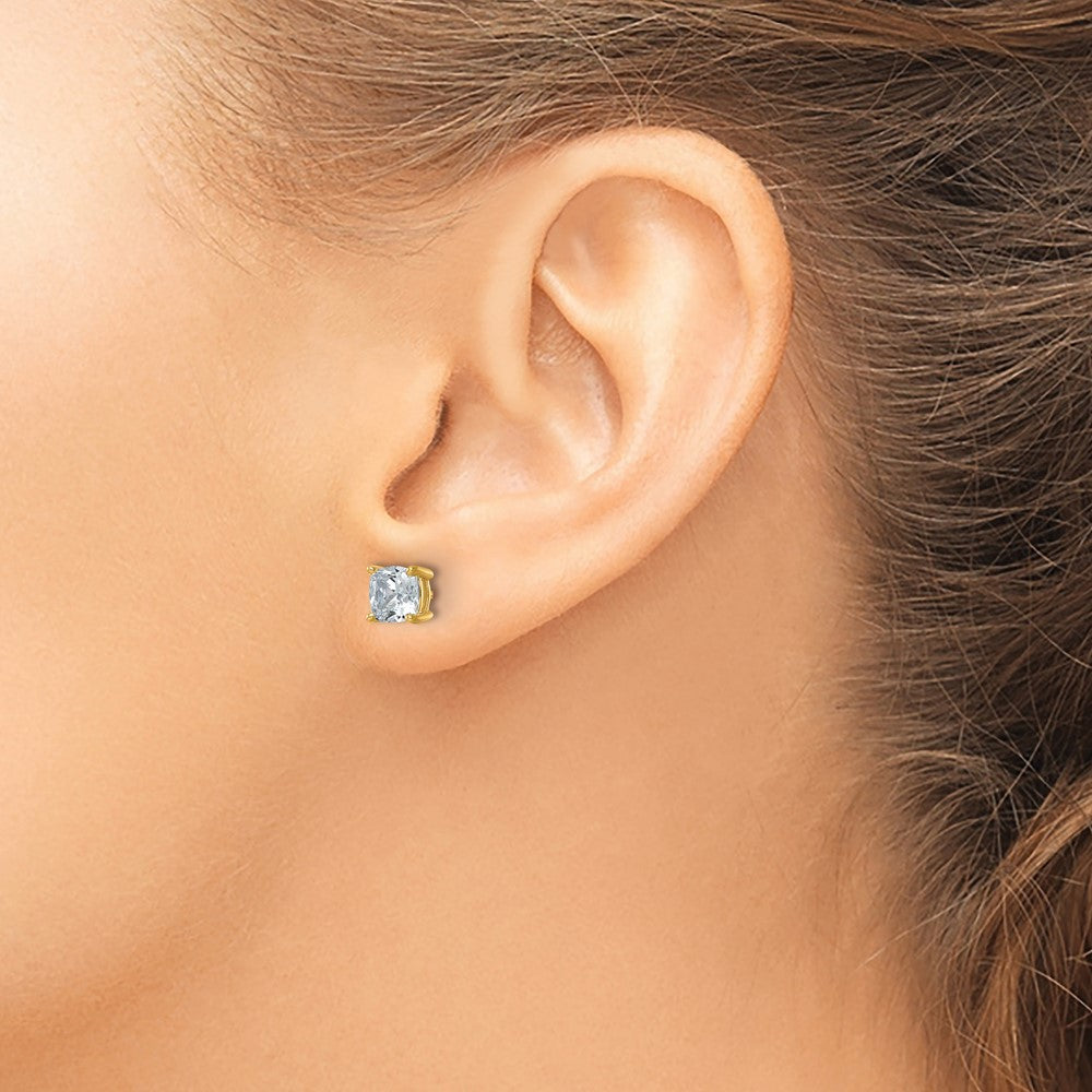 LGYE 14k 2 carat Lab Grown Diamond VS+ F+ Cushion Complete Four Prong Stud Earrings
