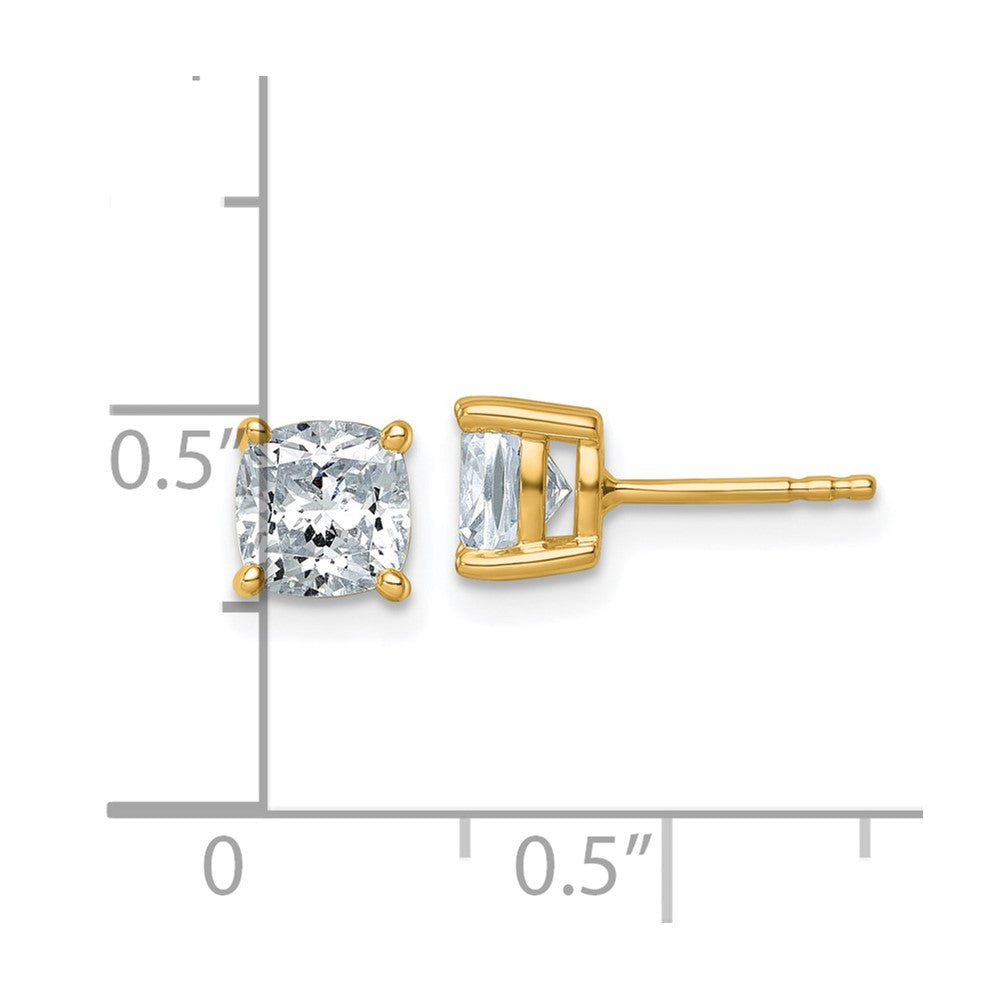 LGYE 14k 2 carat Lab Grown Diamond VS+ F+ Cushion Complete Four Prong Stud Earrings