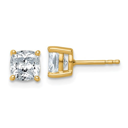 LGYE 14k 2 carat Lab Grown Diamond VS+ F+ Cushion Complete Four Prong Stud Earrings