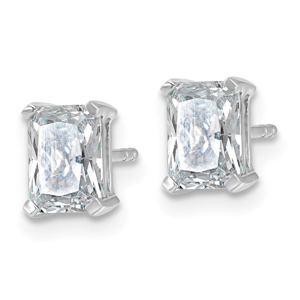 LGWE 14k White Gold 1 1/2 carat Lab Grown Diamond VS/SI+ G+ Radiant Complete Four Prong Stud Earrings