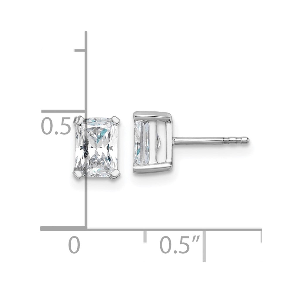 LGWE 14k White Gold 1 1/2 carat Lab Grown Diamond VS/SI+ G+ Radiant Complete Four Prong Stud Earrings