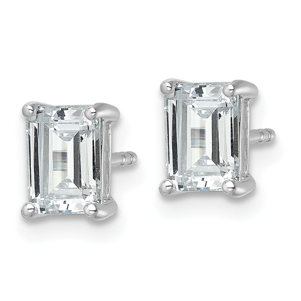 LGWE 14k White Gold 2 carat Lab Grown Diamond VS+ F+ Emerald Complete Four Prong Stud Earrings