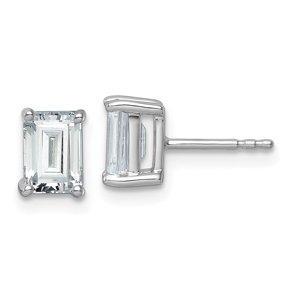 LGWE 14k White Gold 2 carat Lab Grown Diamond VS+ F+ Emerald Complete Four Prong Stud Earrings
