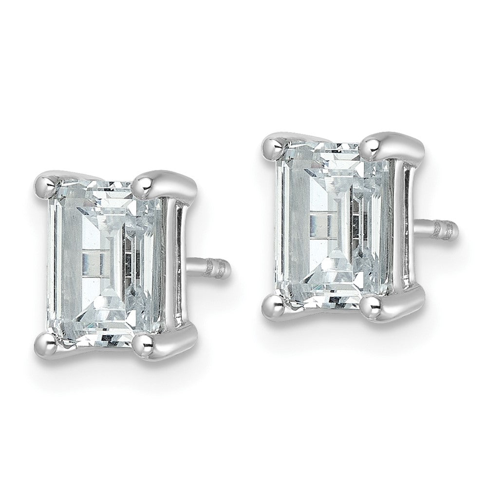 LGWE 14k White Gold 3 carat Lab Grown Diamond VS/SI+ G+ Emerald Complete Four Prong Stud Earrings