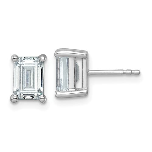 LGWE 14k White Gold 3 carat Lab Grown Diamond VS/SI+ G+ Emerald Complete Four Prong Stud Earrings