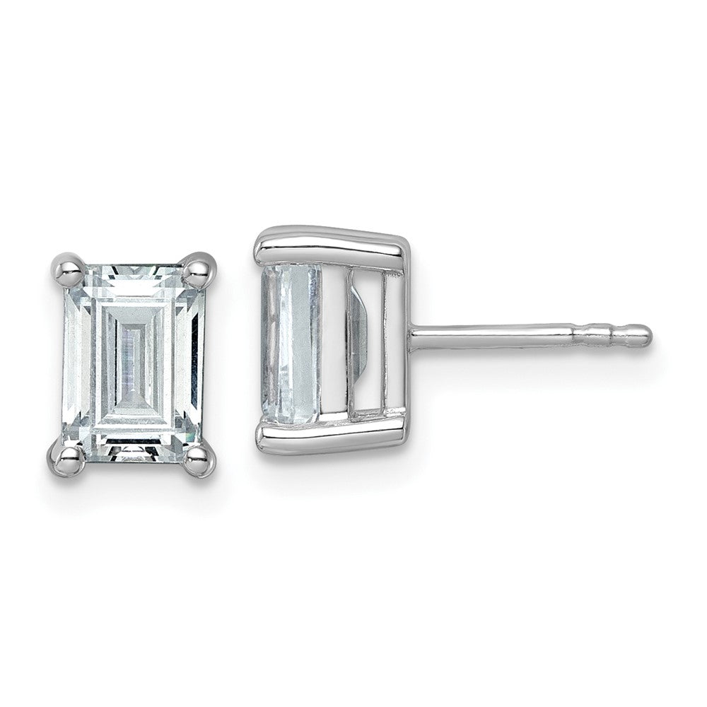 LGWE 14k White Gold 3 carat Lab Grown Diamond VS/SI+ G+ Emerald Complete Four Prong Stud Earrings