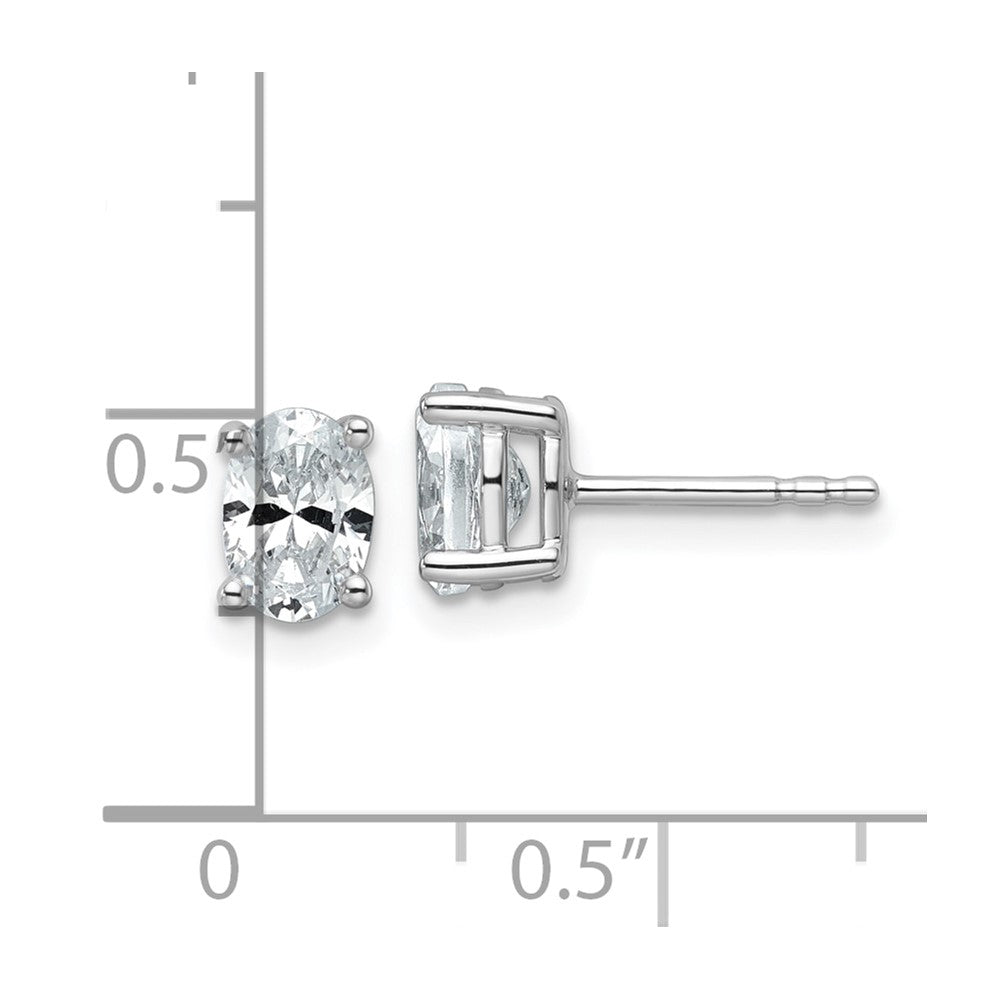 LGWE 14k White Gold 1 carat Lab Grown Diamond VS+ F+ Complete Oval Four Prong Stud Earrings