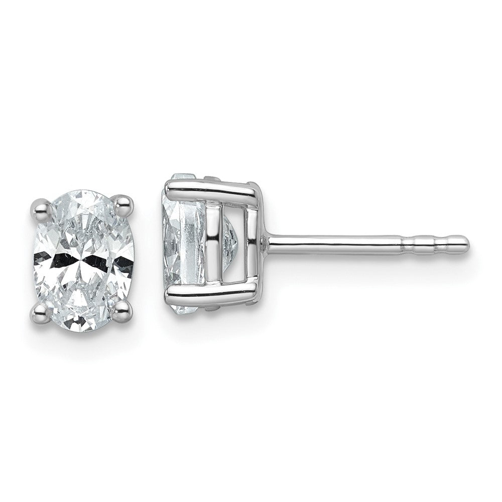 LGWE 14k White Gold 1 carat Lab Grown Diamond VS/SI+ G+ Complete Oval Four Prong Stud Earrings