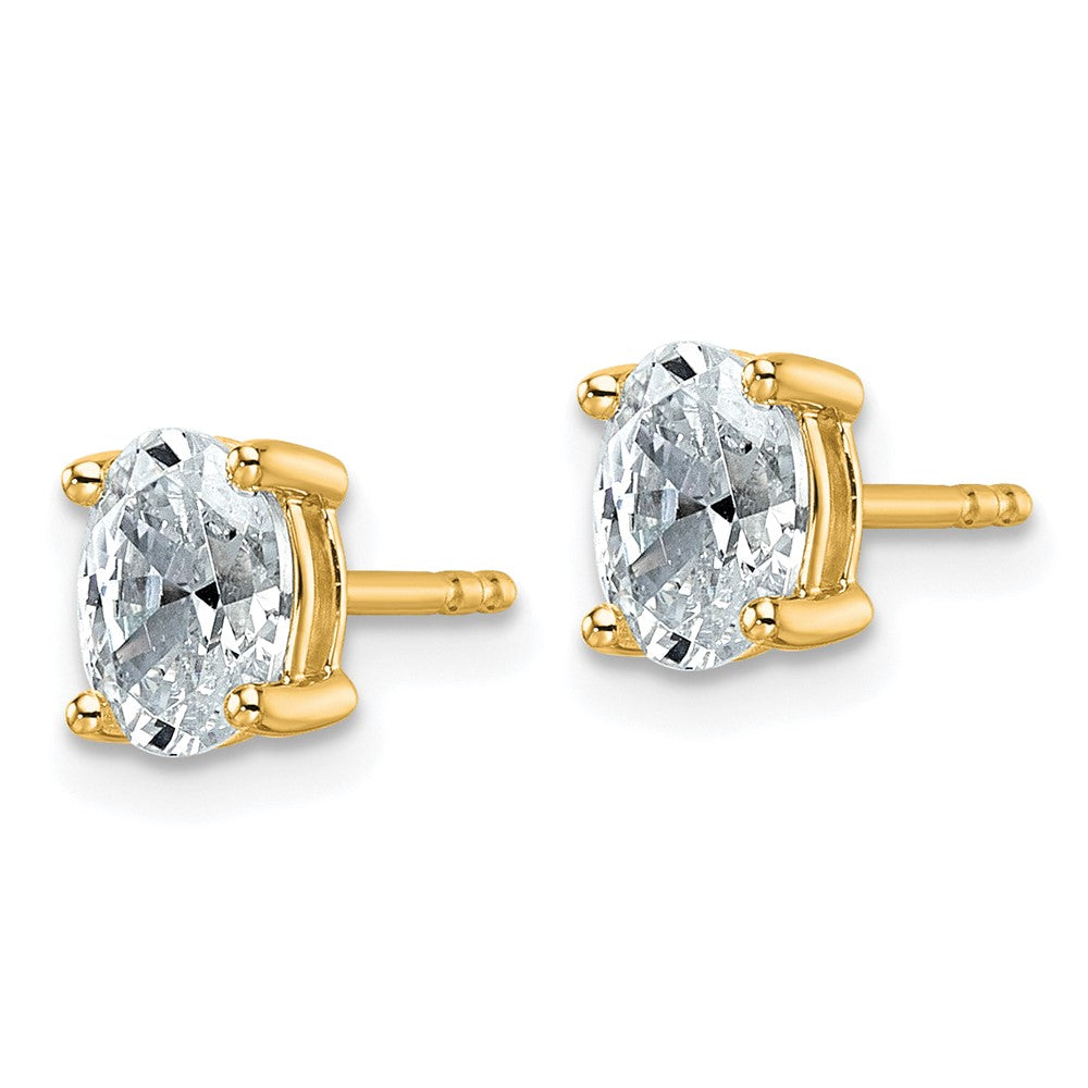 LGYE 14k 1 carat Lab Grown Diamond VS+ F+ Complete Oval Four Prong Stud Earrings