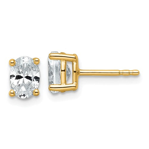 LGYE 14k 1 carat Lab Grown Diamond VS+ F+ Complete Oval Four Prong Stud Earrings