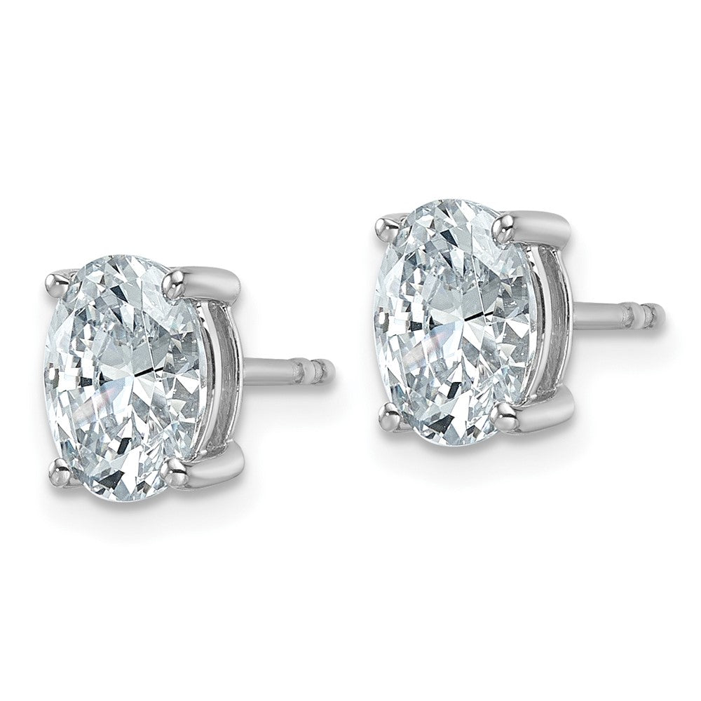 LGWE 14k White Gold 2 carat Certified Lab Grown Diamond VS+ F+ Complete Oval Four Prong Stud Earrings