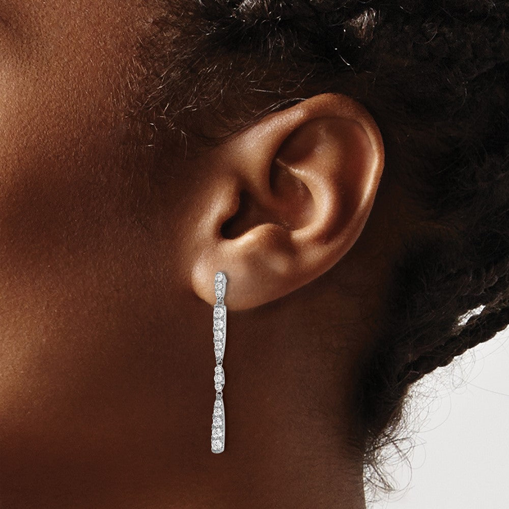 LGWE 14k White Gold 1 carat Lab Grown Diamond VS/SI+ G+ Complete Dangle Post Earrings