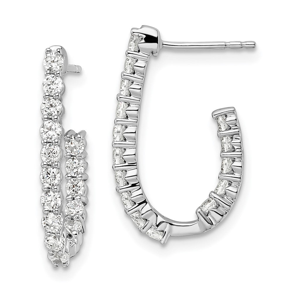 LGWE 14k White Gold 1 carat Lab Grown Diamond VS/SI+ G+ Complete In and Out J-Hoop Hoop Earrings