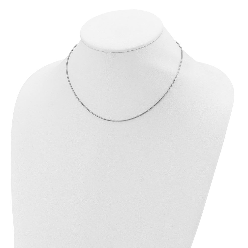 SSC Rh-plat 1.1mm Round Snake 1in+1in Adjustable Chain