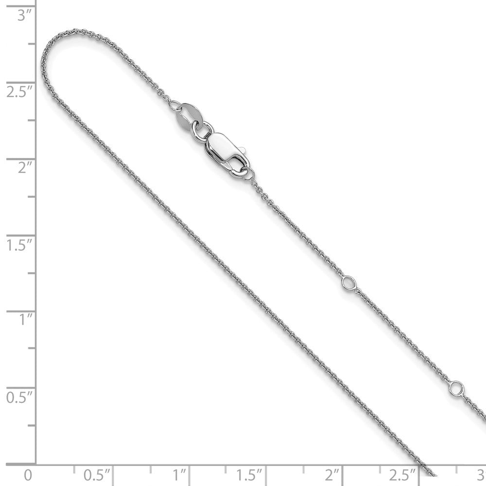 SSC Sterling Silver Rh-plated 1.1mm Rolo 1in+1in Adjustable Chain
