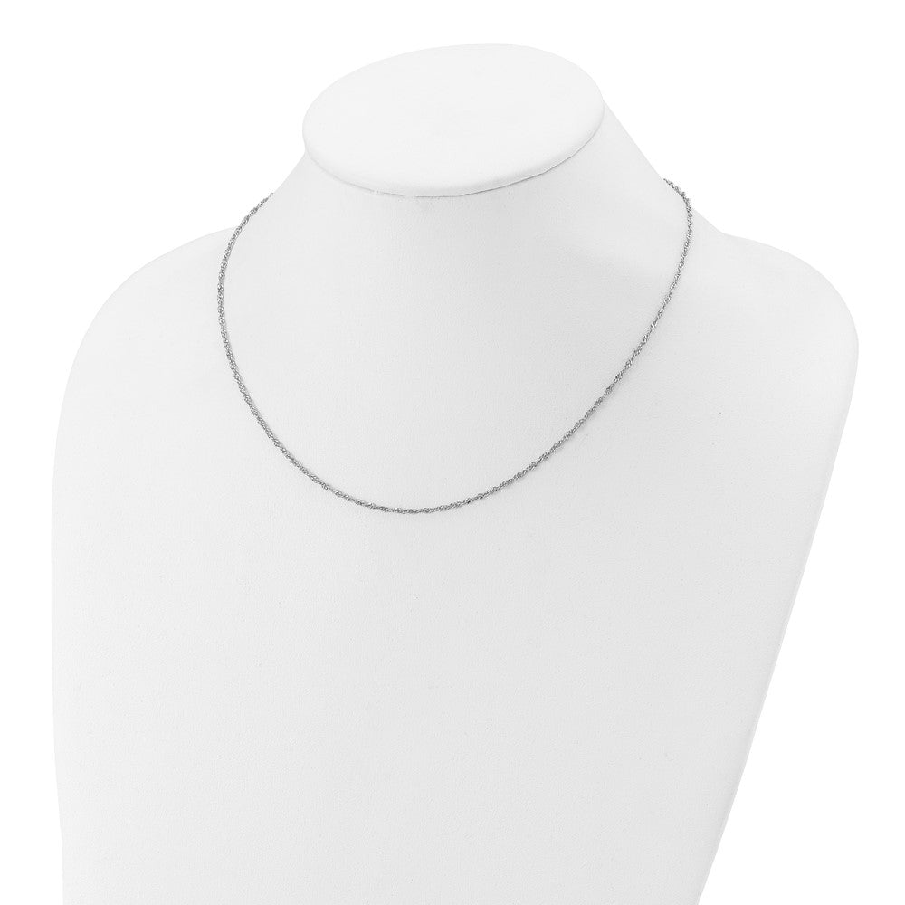 SSC Sterling Silver Rh-plated 1.6mm Singapore 1in+1in Adjustable Chain