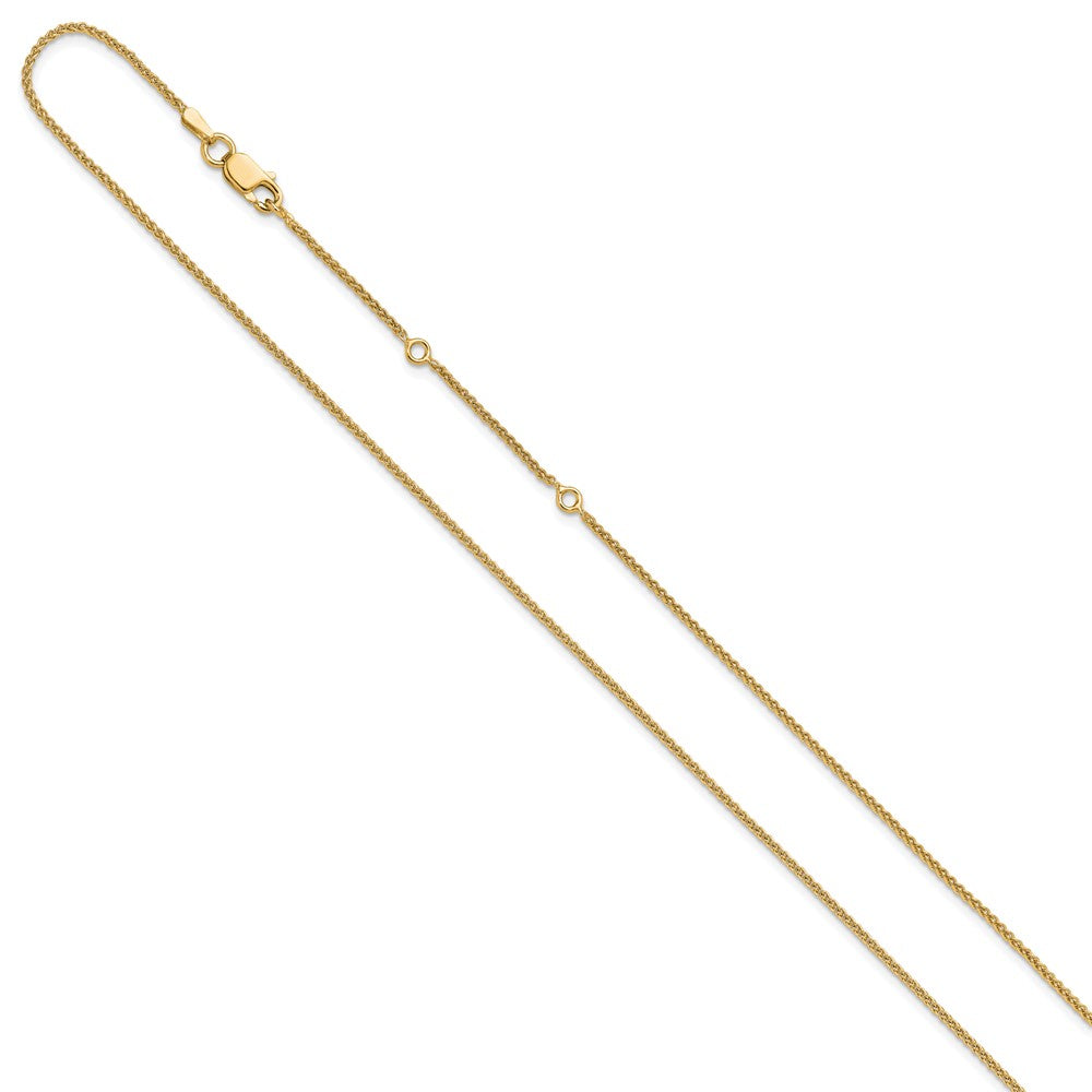 SSC Sterling Silver Gold-plated 1.3mm Spiga 1in+1in Adjustable Chain
