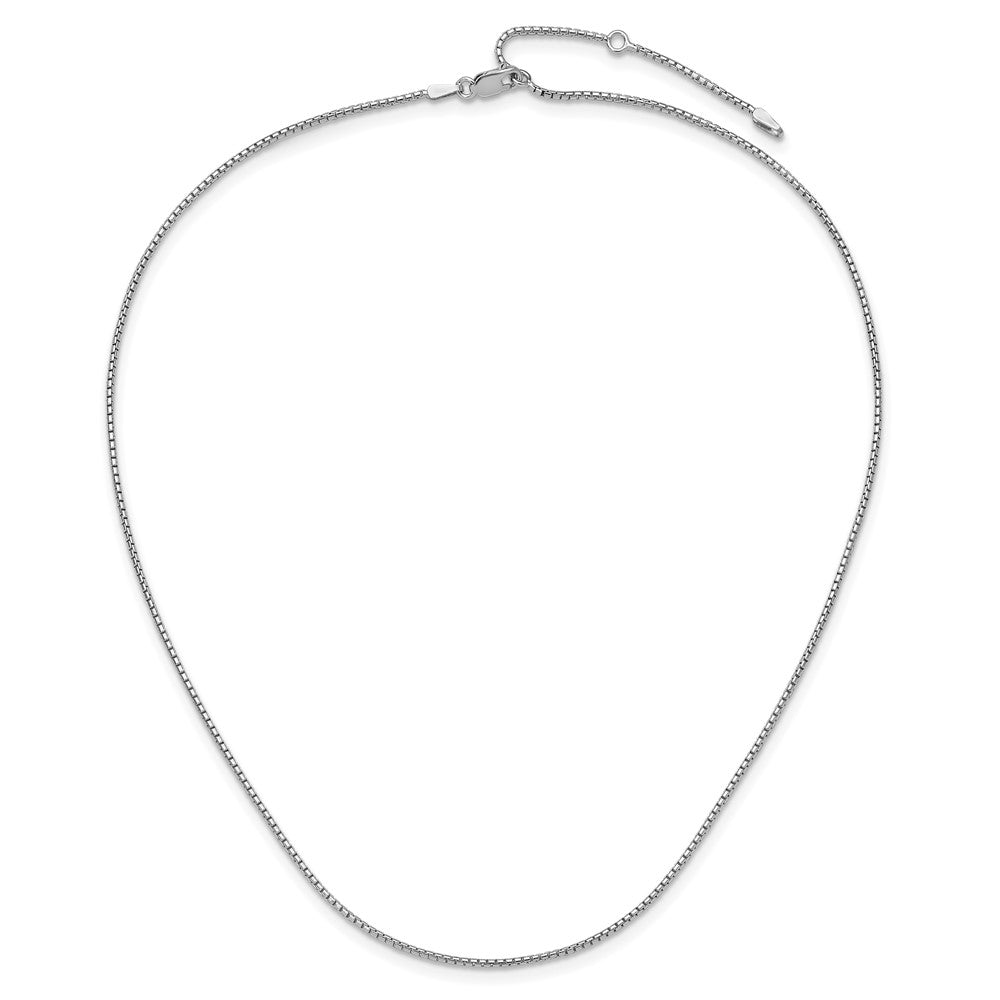 SSC Sterling Silver Rh-plated 1.25mm Round Box 1in+1in Adj. Chain