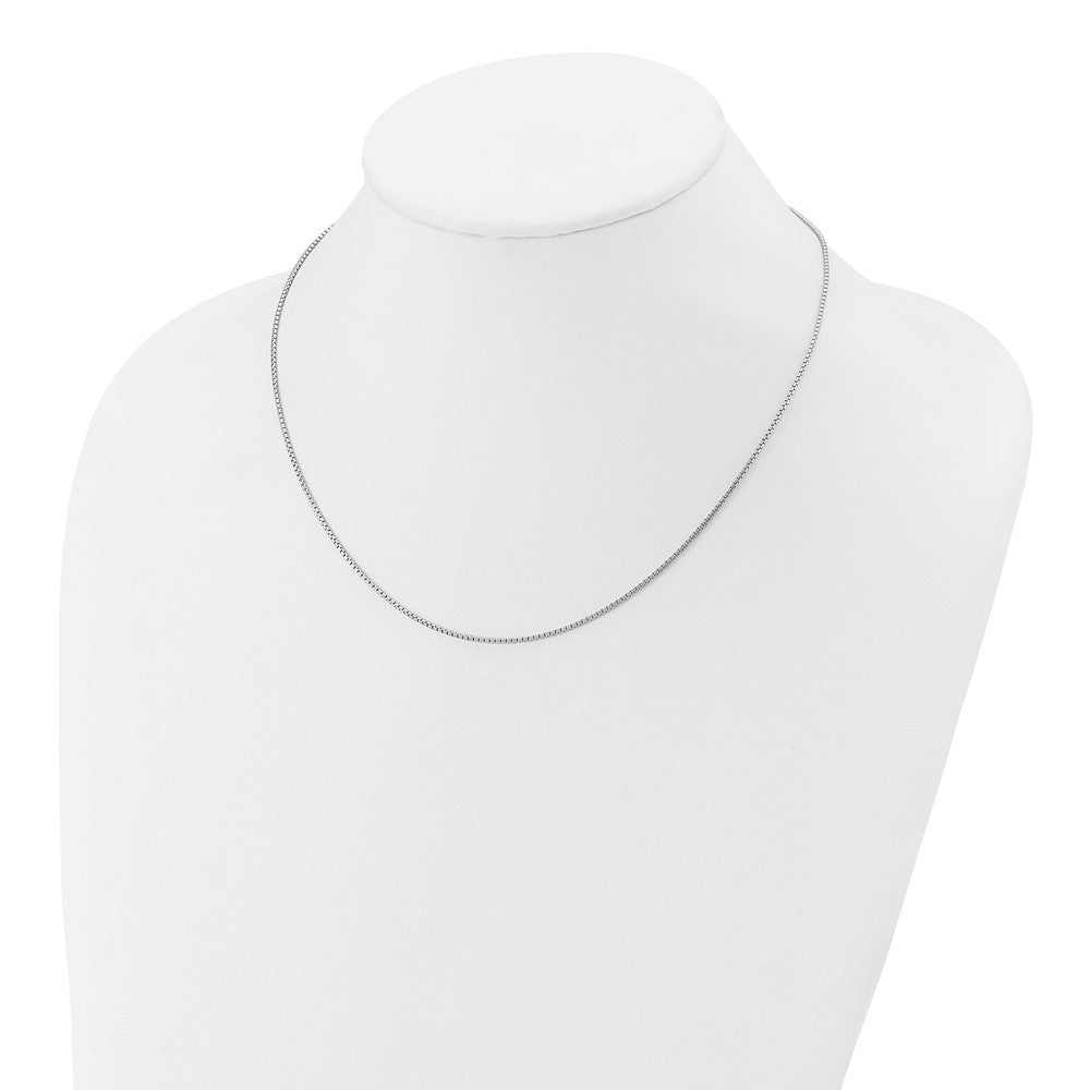 SSC Sterling Silver Rh-plated 1.2mm Round Box 1in+1in Adj. Chain