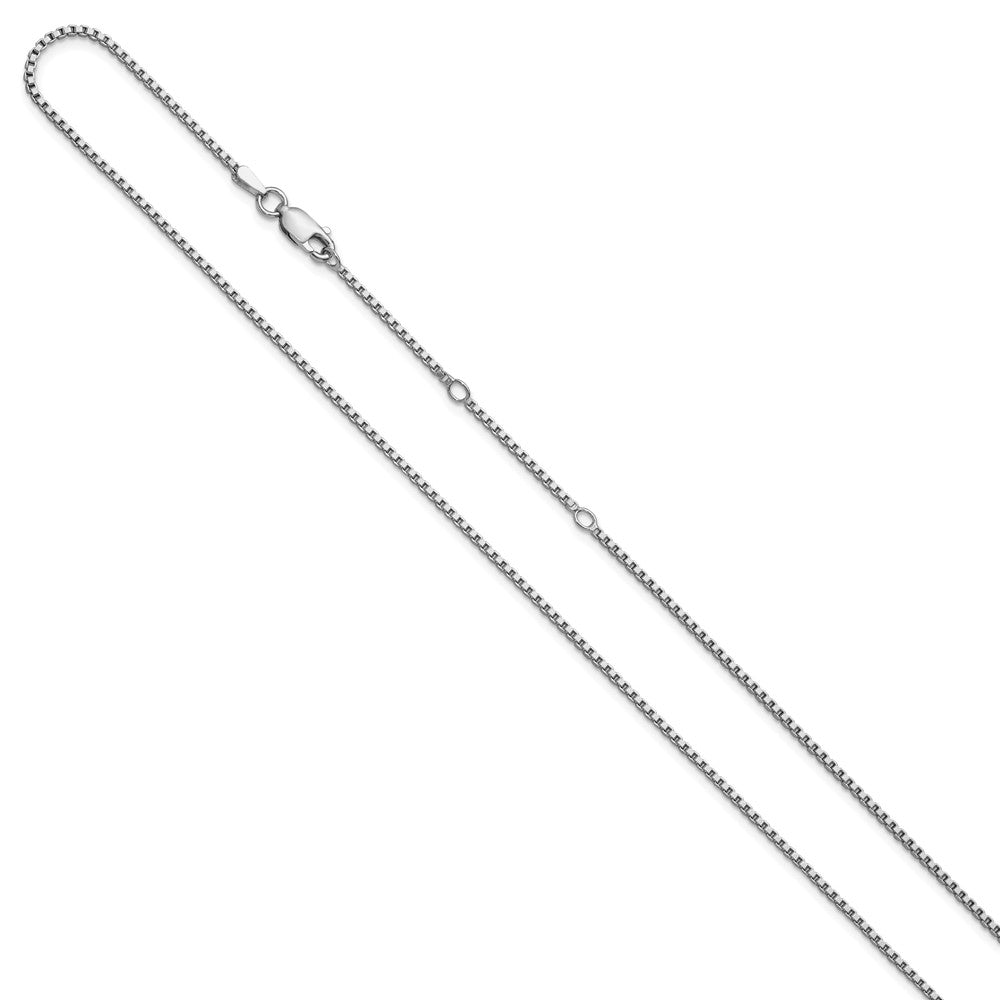 SSC Rh-plated 1.3mm Box 1in+1in Adjustable Chain