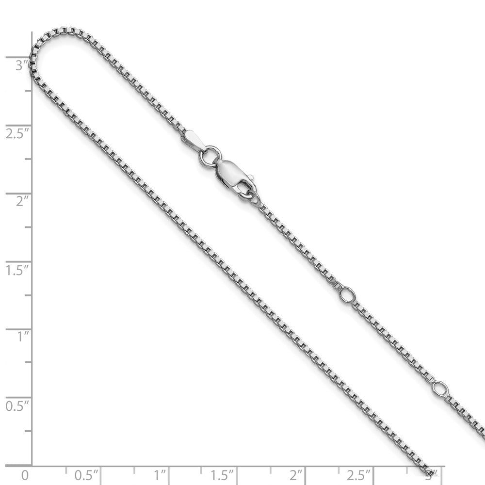 SSC Rh-plated 1.3mm Box 1in+1in Adjustable Chain