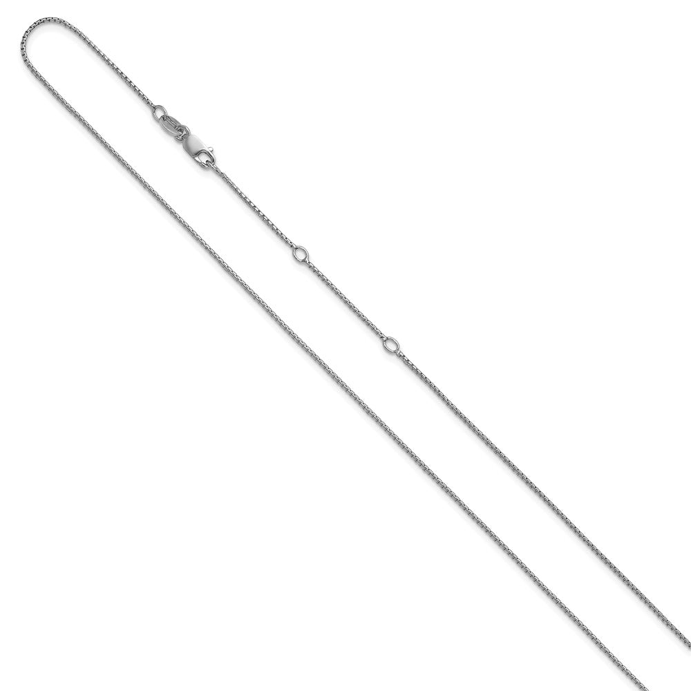 SSC Sterling Silver Rh-plated .95mm Round Box 1in+1in Adj. Chain