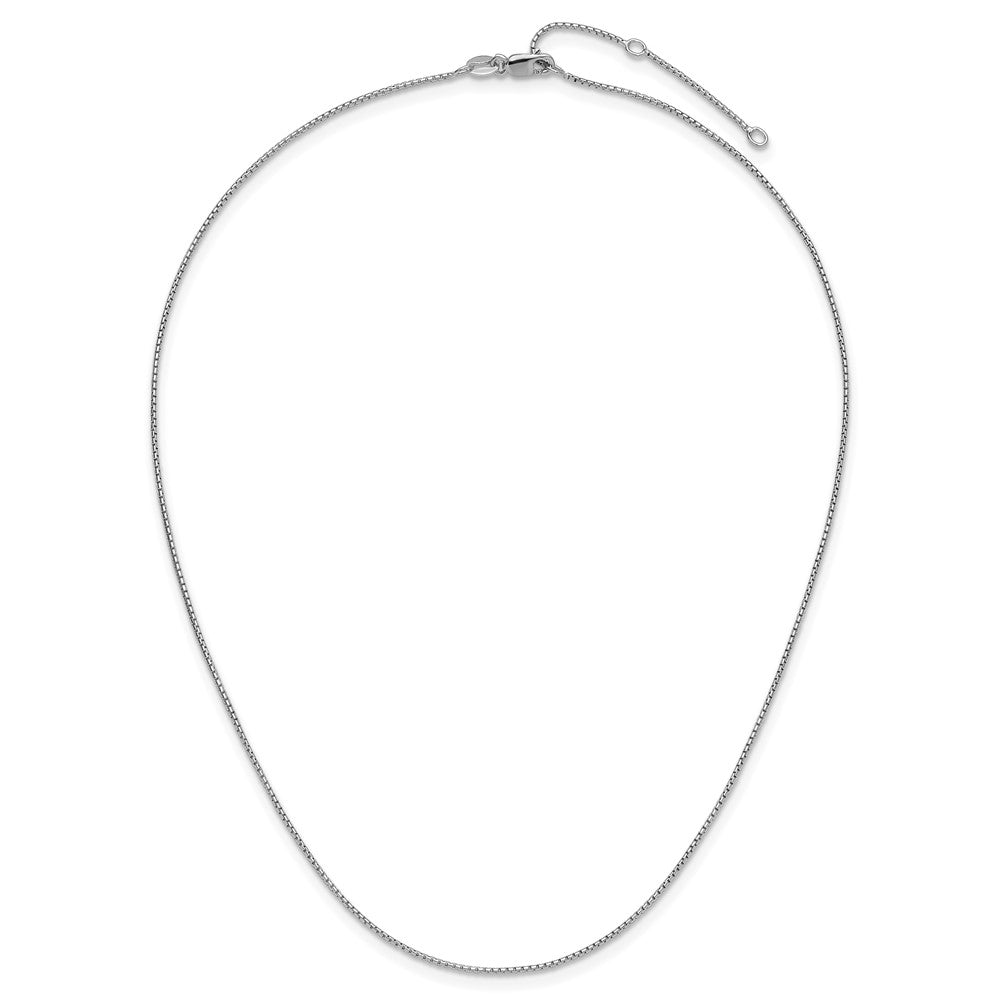 SSC Sterling Silver Rh-plated .95mm Round Box 1in+1in Adj. Chain