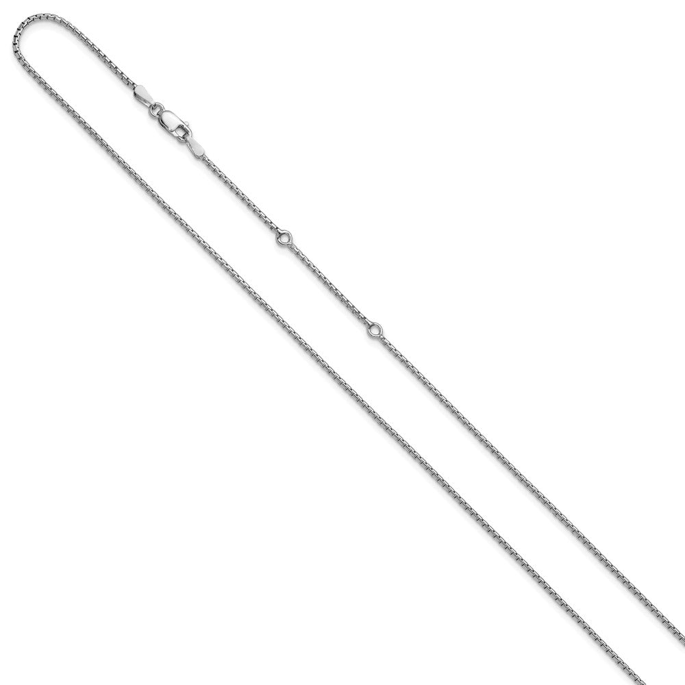 SSC Sterling Silver Rh-plated 1.3mm Round Box 1in+1in Adj. Chain