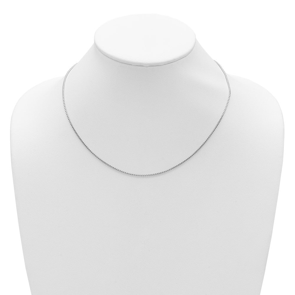 SSC Sterling Silver Rh-plated 1.3mm Round Box 1in+1in Adj. Chain