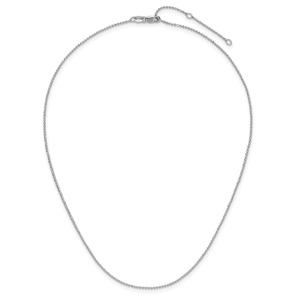 SCC Sterling Silver Rh-plated 1.5mm Round Box 1in+1in Adj. Chain