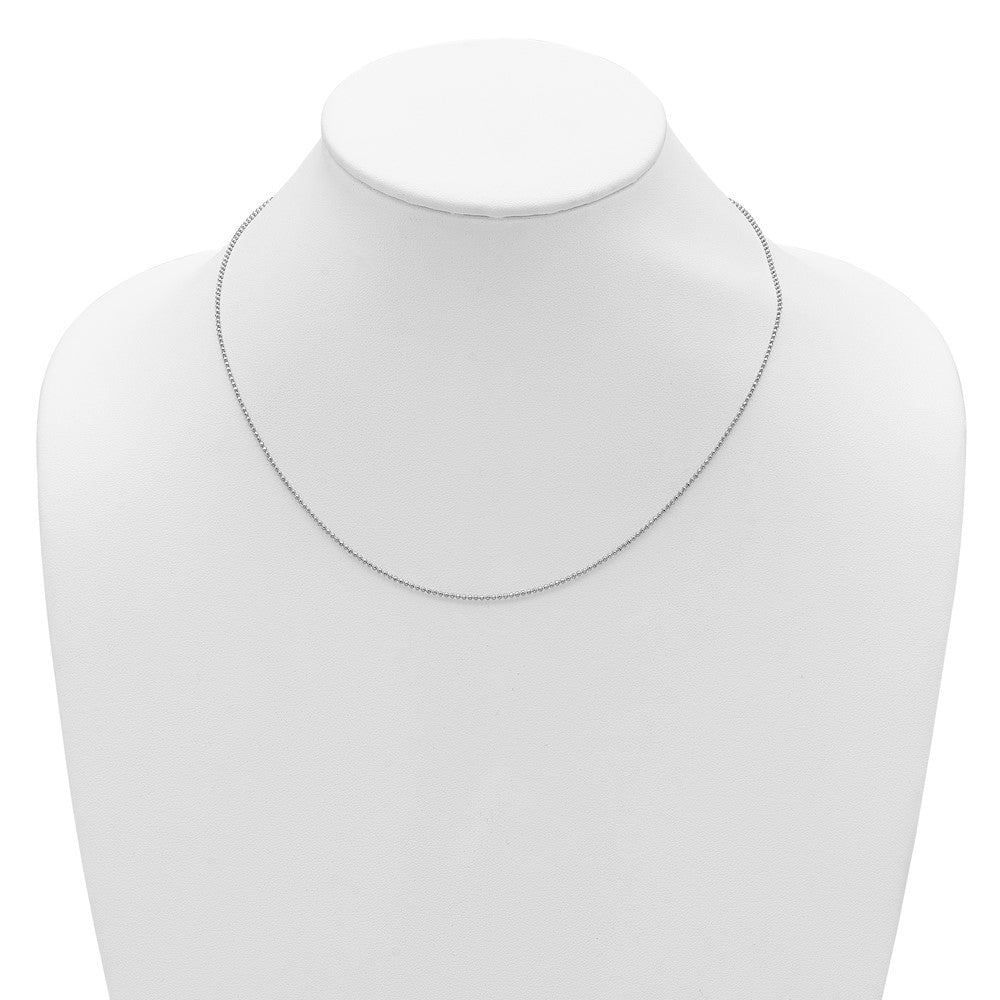 SCC Sterling Silver Rh-plated 1.5mm Round Box 1in+1in Adj. Chain