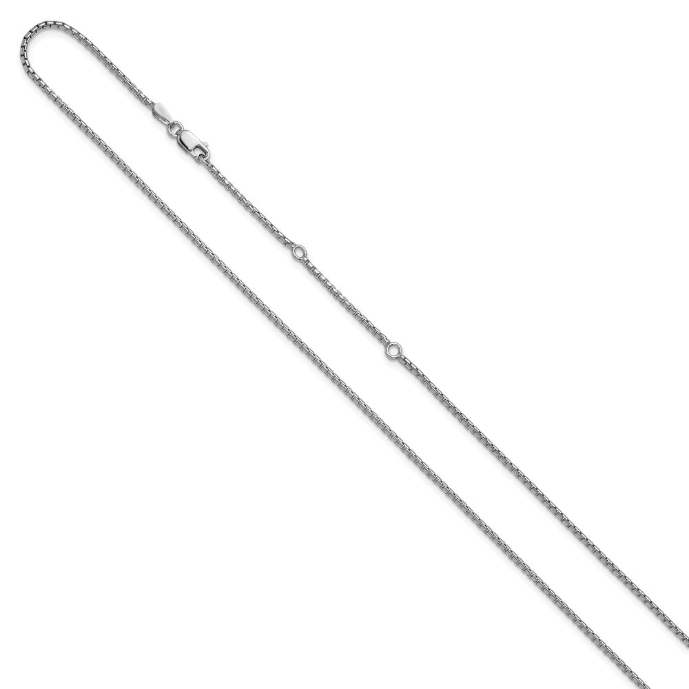 SSC Sterling Silver Rh-plated 1.2mm Diamond-cut 1in+1in Adjustable Cha