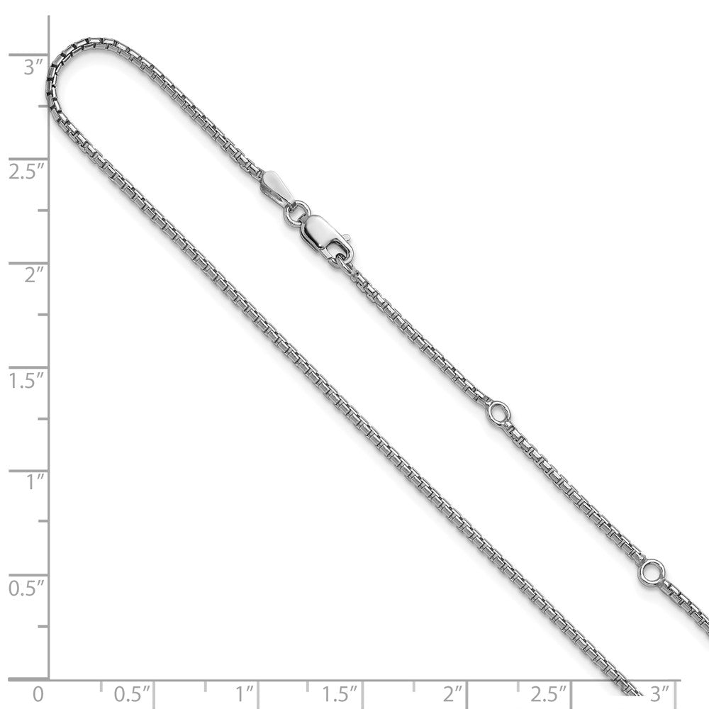 SSC Sterling Silver Rh-plated 1.2mm Diamond-cut 1in+1in Adjustable Cha