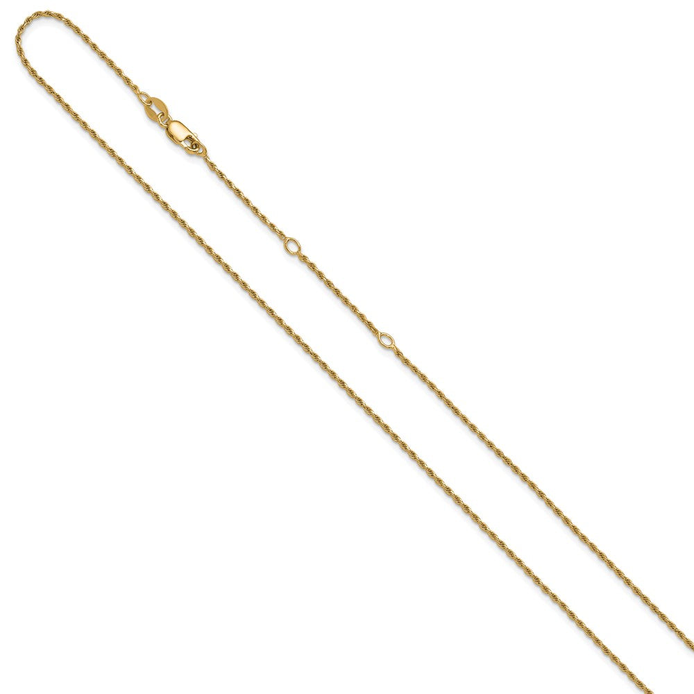 SSC Sterling Silver Gold-plated 1.2mm D/C Rope 1in+1in Adjustable Chai