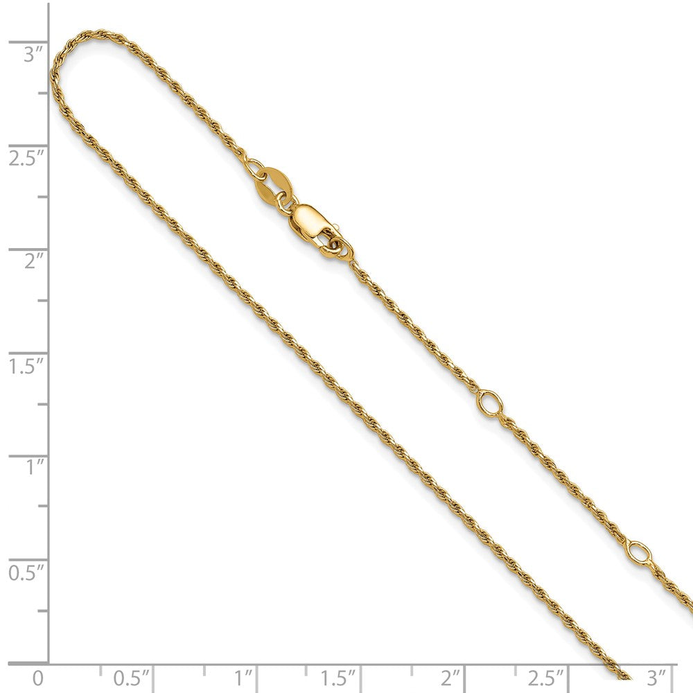 SSC Sterling Silver Gold-plated 1.2mm D/C Rope 1in+1in Adjustable Chai