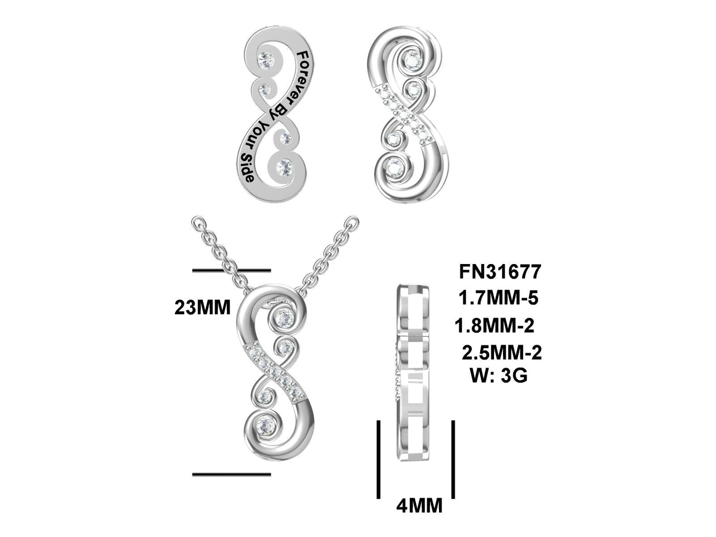 MS Forever By Your Side "S" Pendant; 14KT Gold Plated SS w/Created Sapphire Accents & SS Chain | Lasting Legacy Collection™