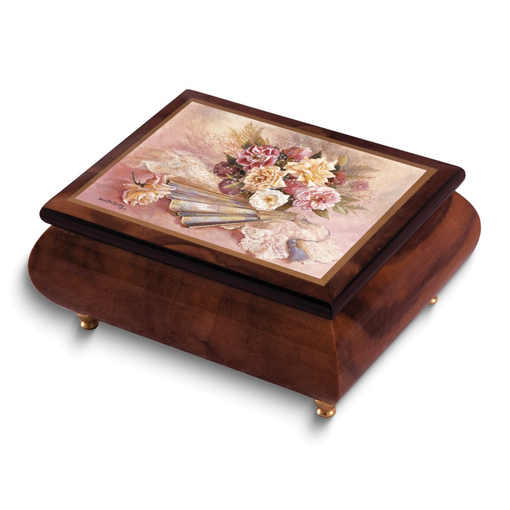 JB Artist Brenda Burke - Handcrafted High Gloss Finish Nostalgia (Plays Waltz of the Flowers) Wooden Music Box with Velvet Lining