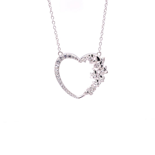 MS Grow Old With Me Heart Pendant | Rhodium Sterling Silver Plated | Lab Grown Sapphire Accents | Lasting Legacy Collection